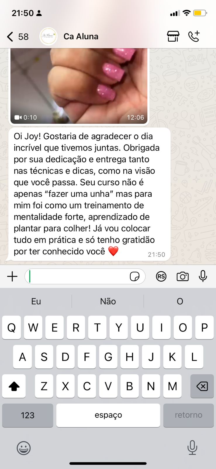 depoimento caricia aluna